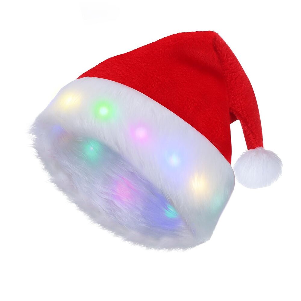 6799 Colorful Bright Santa Hat Unisex Adult LED Light Up Christmas Hat